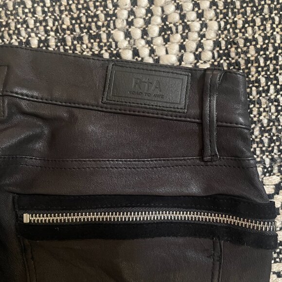 New RtA Black Lamb Leather Zip-Around Designer Pants NWOT Size 25 - Picture 9 of 13
